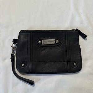 Juicy Couture Leather Wristlet Wallet Black W/Silver Highlights